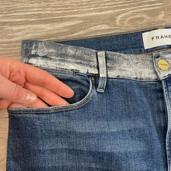 Frame Le High Skinny Foil Pocket Jeans sz 30 Low rise - Picture 5 of 7